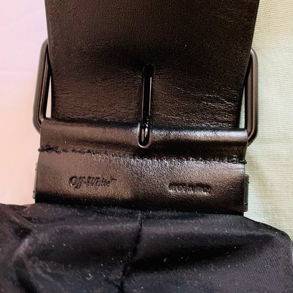 AUTH OFF-WHITE LEATHER TRIMMED LOGO PRINT SHELL BACKPACK W DUST BAG ITALY - Picture 9 of 11